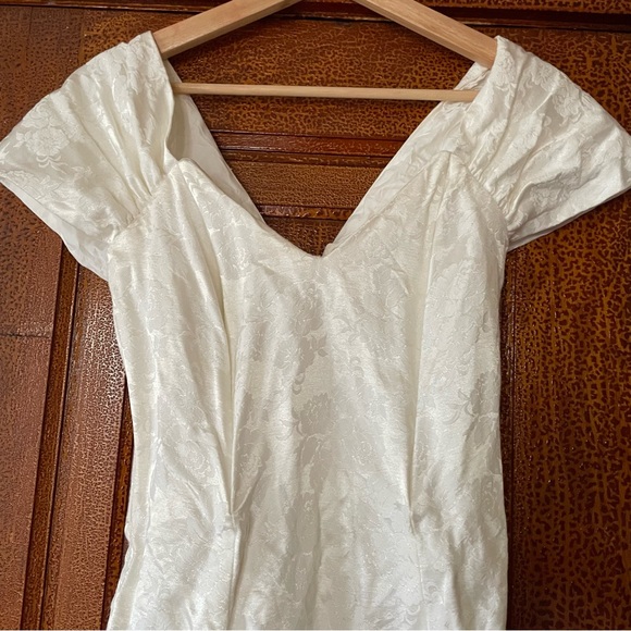 Jessica McClintock for Gunne Sax vintage mini dress with bow back cold shoulder - Picture 2 of 8